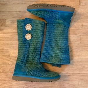 Ugg Kids Blue Green Sweater Boots Size 12